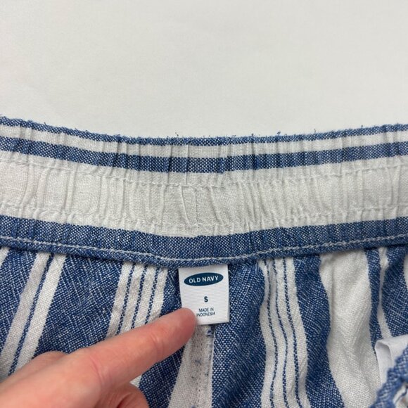 Old Navy Blue Striped Linen Blend Relaxed Leg Lounge Pant S - Picture 4 of 7